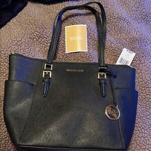 Michael Kors Black Tote with Gold Details
